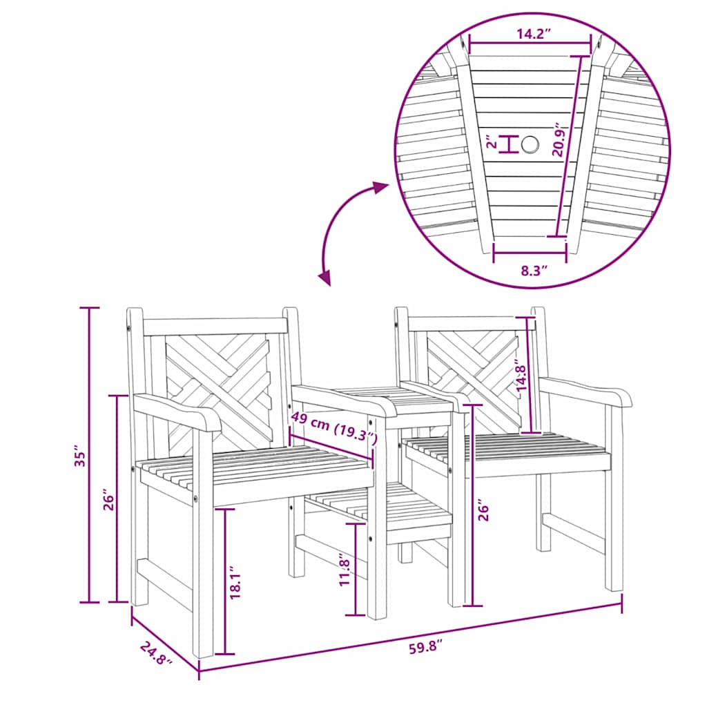 Outdoor-Stühle Braun 152 x 63 x 89 cm Teak-Massivholz