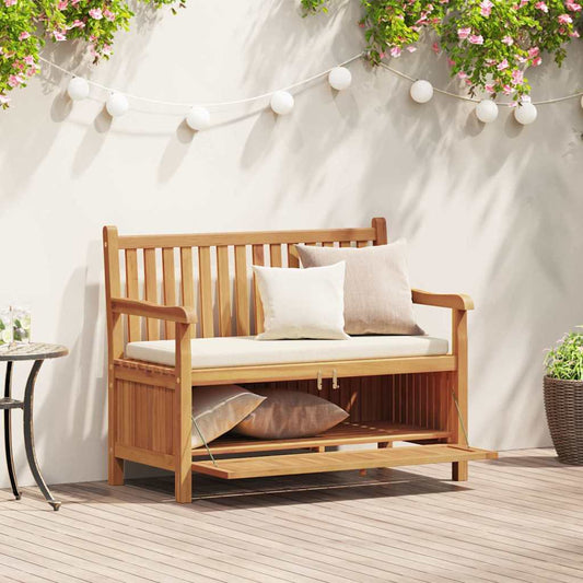 Gartenaufbewahrungsbank Braun 114 x 60 x 90 cm Teak-Massivholz