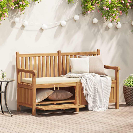 Gartenaufbewahrungsbank Braun 150 x 60 x 90 cm Teak-Massivholz