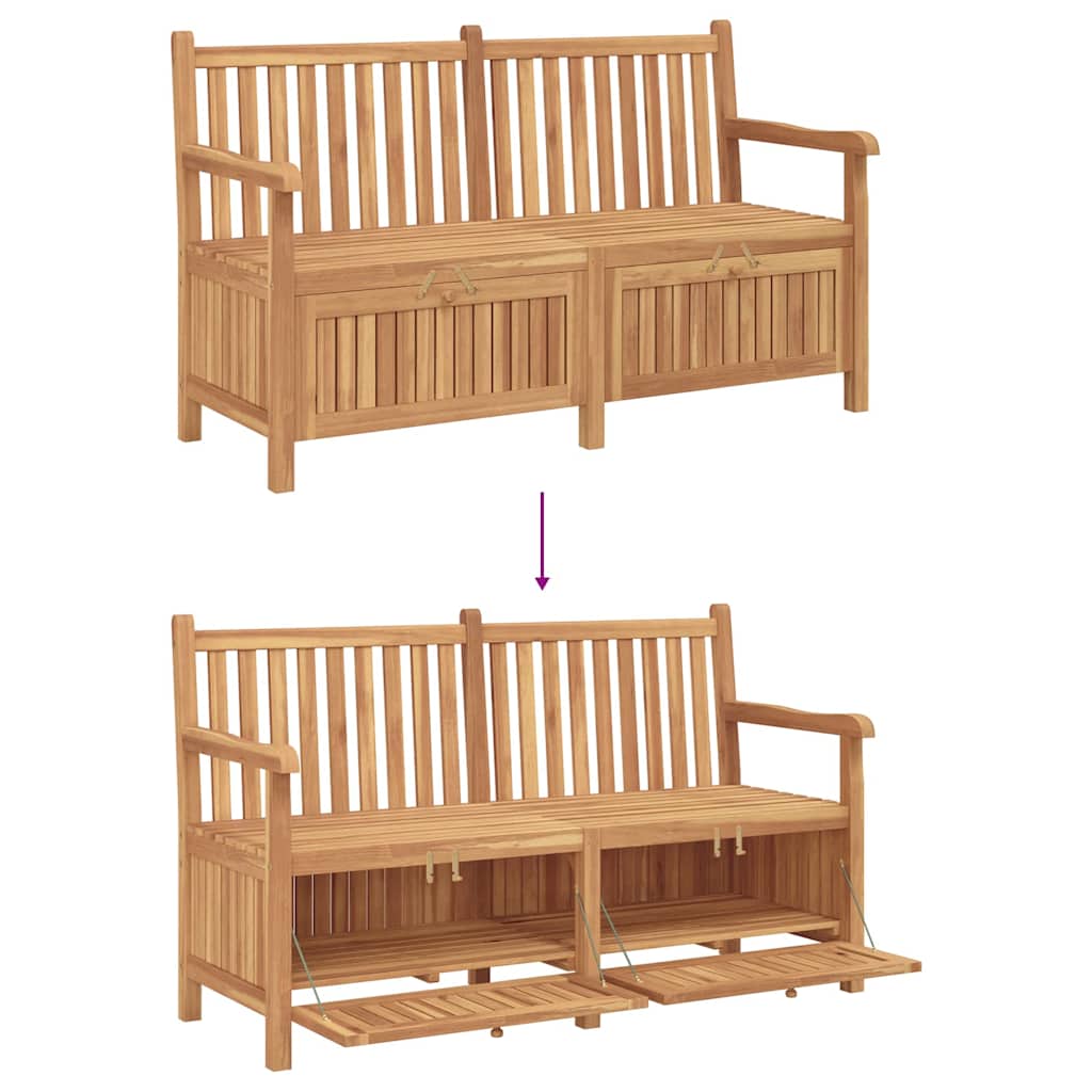 Gartenaufbewahrungsbank Braun 150 x 60 x 90 cm Teak-Massivholz