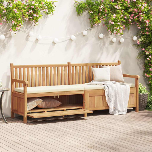 Gartenaufbewahrungsbank Braun 228 x 60 x 90 cm Teak-Massivholz