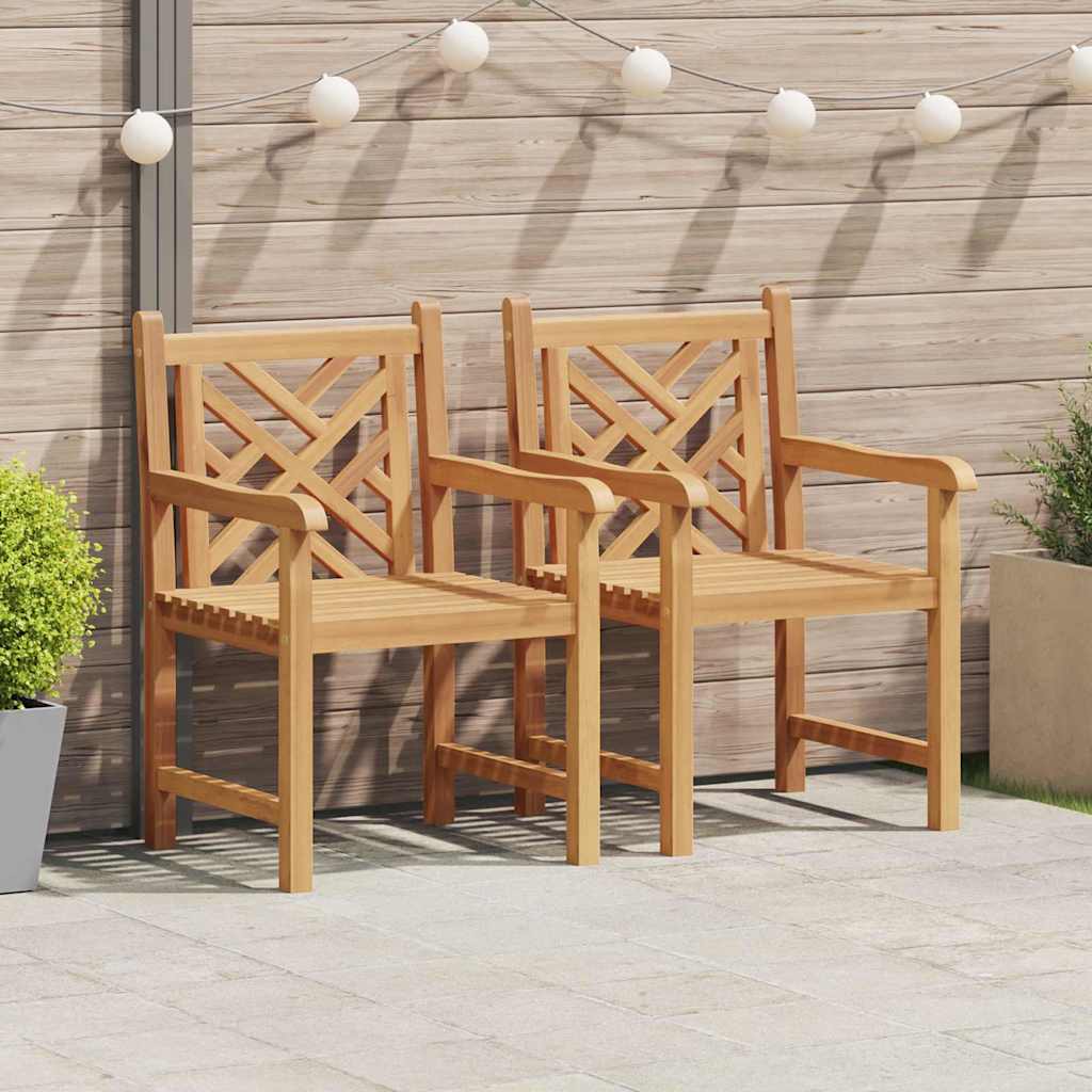 Gartenstühle 2 pcs Braun 58 x 60 x 90 cm Teak-Massivholz