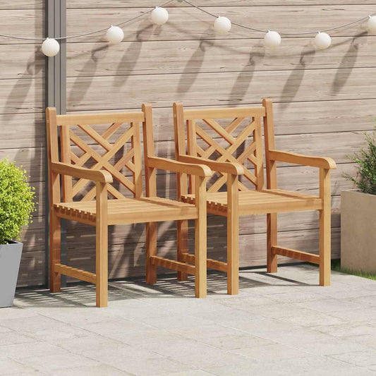 Gartenstühle 2 pcs Braun 58 x 60 x 90 cm Teak-Massivholz