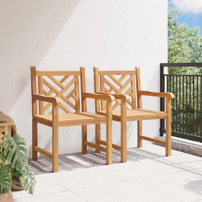 Gartenstühle 2 pcs Braun 58 x 60 x 90 cm Teak-Massivholz