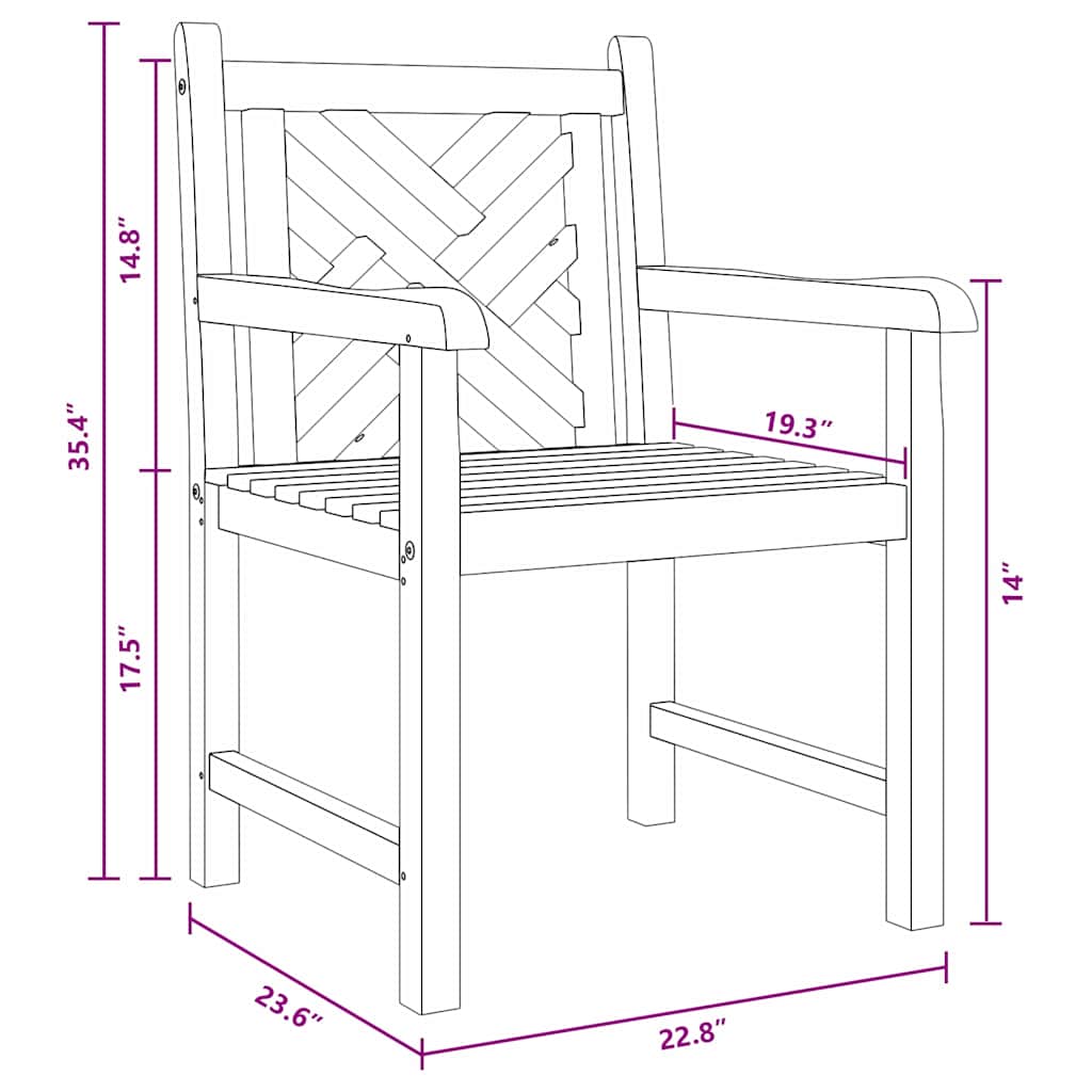 Gartenstühle 2 pcs Braun 58 x 60 x 90 cm Teak-Massivholz