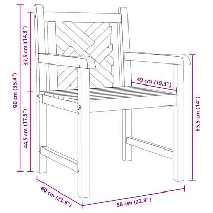 Gartenstühle 2 pcs Braun 58 x 60 x 90 cm Teak-Massivholz