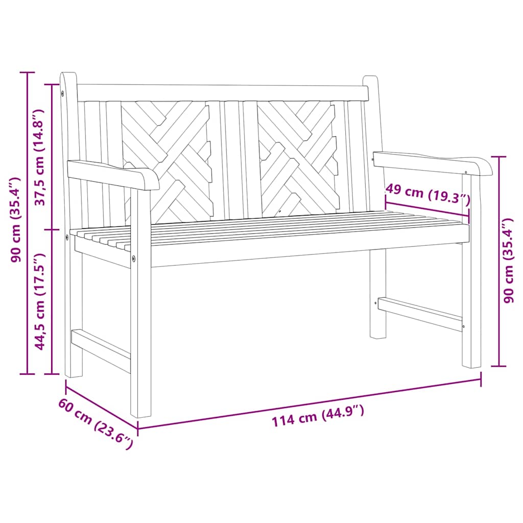 Gartenbank Braun 114 x 60 x 90 cm Teak-Massivholz