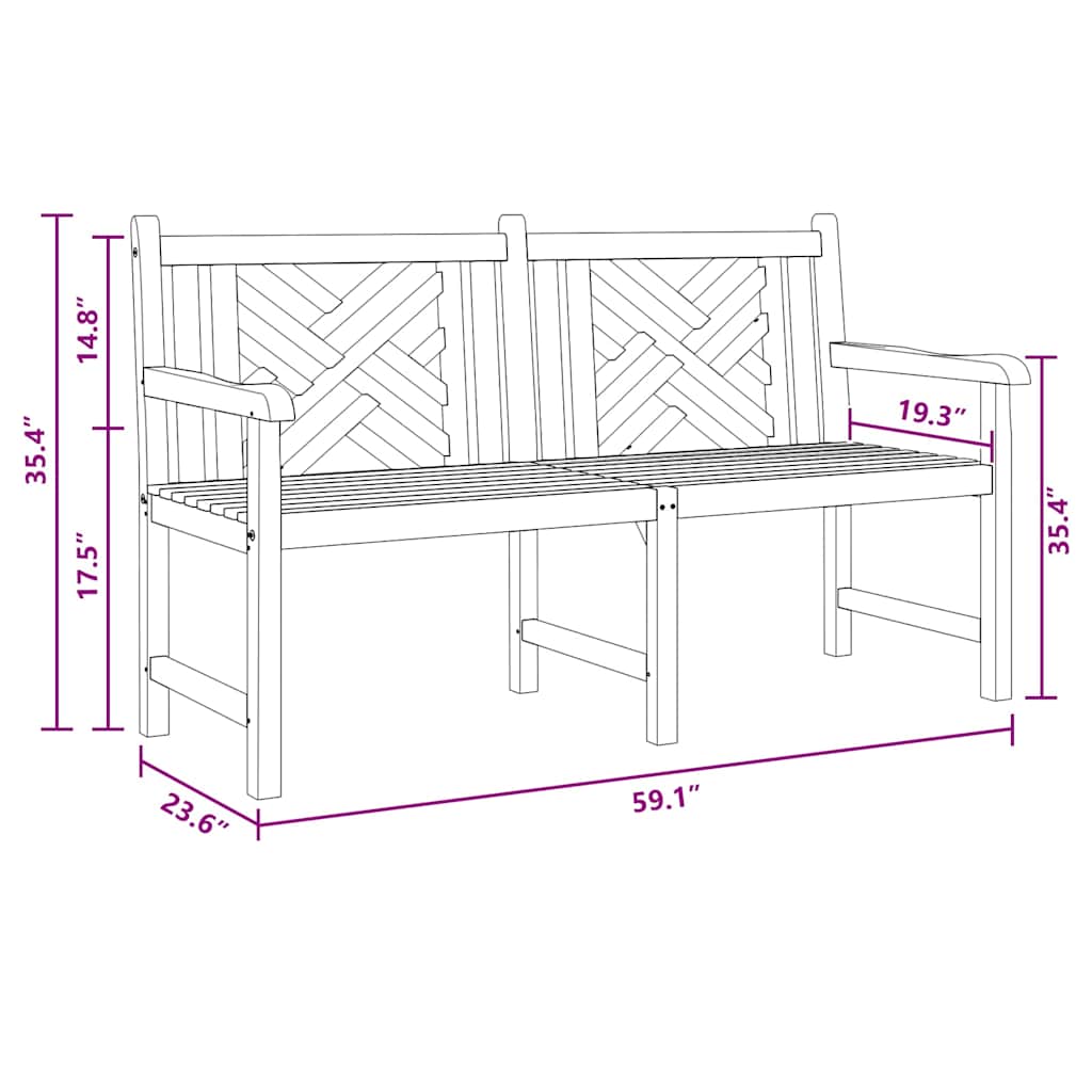 Gartenbank Braun 150 x 60 x 90 cm Teak-Massivholz