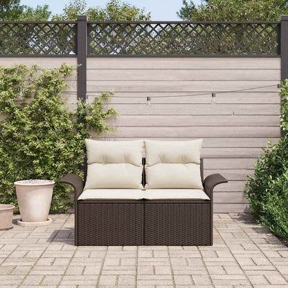 Gartensofa mit Kissen Braun 141 x 62 x 69cm Poly-Rattan