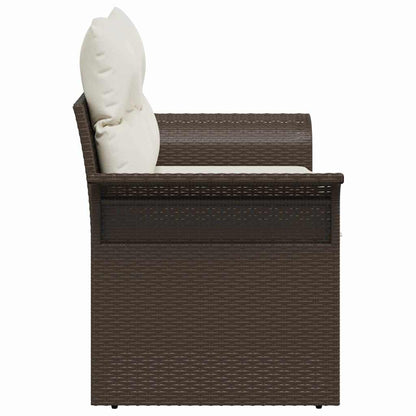 Gartensofa mit Kissen Braun 141 x 62 x 69cm Poly-Rattan