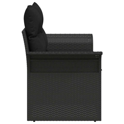 Gartensofa mit Kissen Schwarz 141 x 62 x 69cm Poly-Rattan