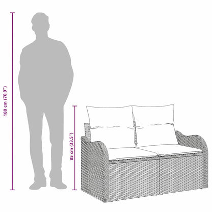 Gartensofa mit Kissen Grau 121 x 62 x 69cm Poly-Rattan