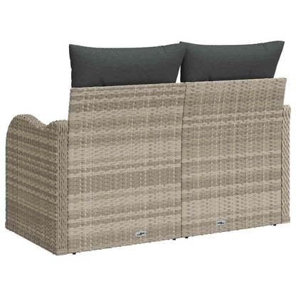 Gartensofa mit Kissen Hellgrau 121 x 62 x 69cm Poly-Rattan