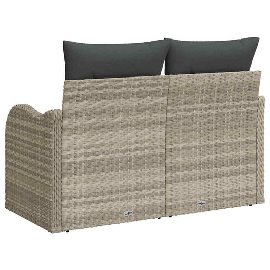 Gartensofa mit Kissen Hellgrau 121 x 62 x 69cm Poly-Rattan