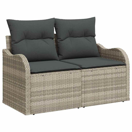 Gartensofa mit Kissen Hellgrau 121 x 62 x 69cm Poly-Rattan