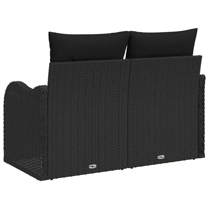 Gartensofa mit Kissen Schwarz 121 x 62 x 69cm Poly-Rattan