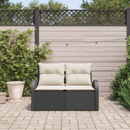 Gartensofa mit Kissen Schwarz 124 x 62 x 69cm Poly-Rattan