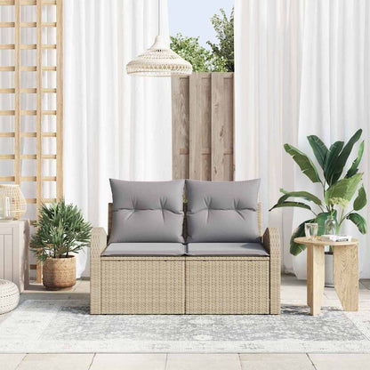 Gartensofa mit Kissen Beige 124 x 62 x 69cm Poly-Rattan