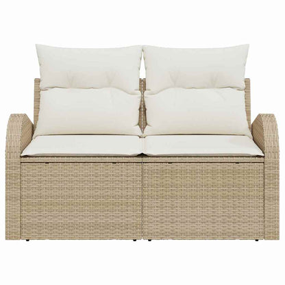 Gartensofa mit Kissen Beige 124 x 62 x 69cm Poly-Rattan