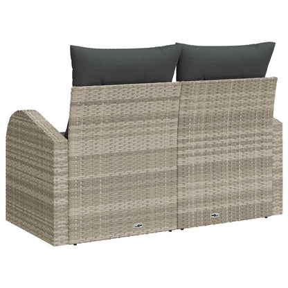 Gartensofa mit Kissen Hellgrau 124 x 62 x 69cm Poly-Rattan