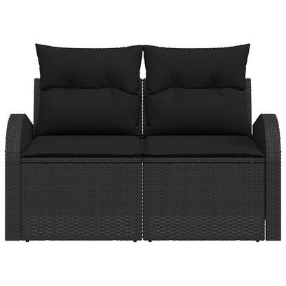 Gartensofa mit Kissen Schwarz 124 x 62 x 69cm Poly-Rattan