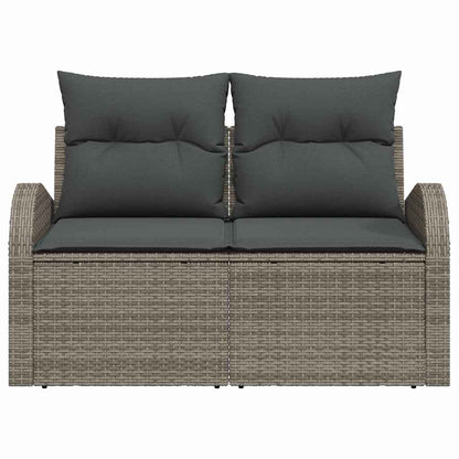Gartensofa mit Kissen Grau 124 x 62 x 69cm Poly-Rattan
