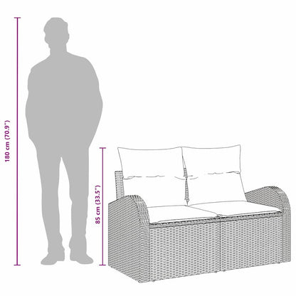 Gartensofa mit Kissen Grau 124 x 62 x 69cm Poly-Rattan