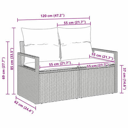 Gartensofa mit Kissen Beige 120 x 62 x 69cm Poly-Rattan