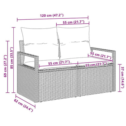 Gartensofa mit Kissen Beige 120 x 62 x 69cm Poly-Rattan