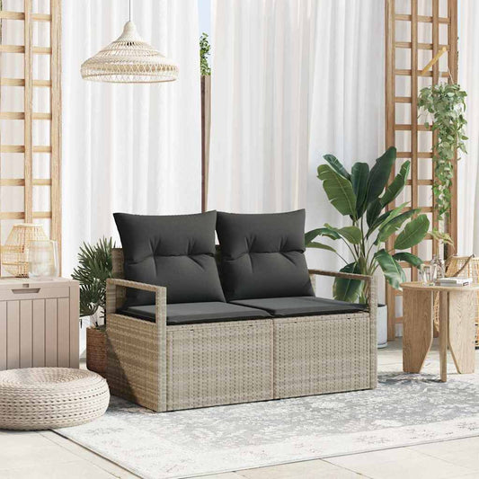 Gartensofa mit Kissen Grau 120 x 62 x 69cm Poly-Rattan