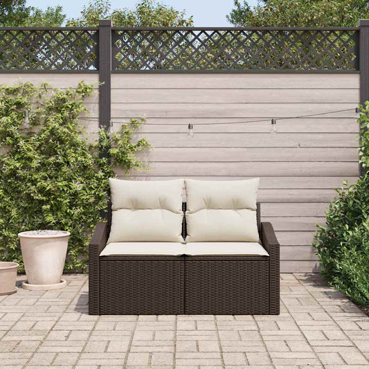 Gartensofa mit Kissen Braun 123 x 62 x 69cm Poly-Rattan