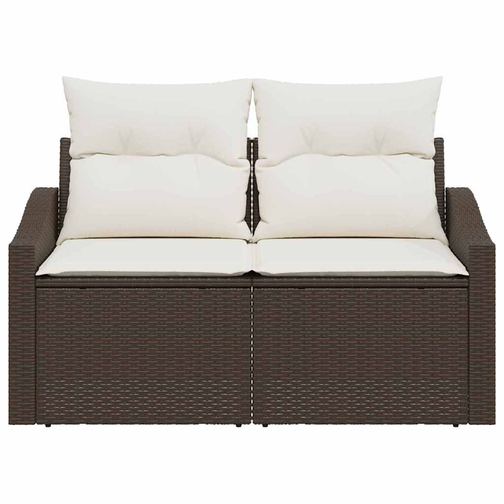 Gartensofa mit Kissen Braun 123 x 62 x 69cm Poly-Rattan