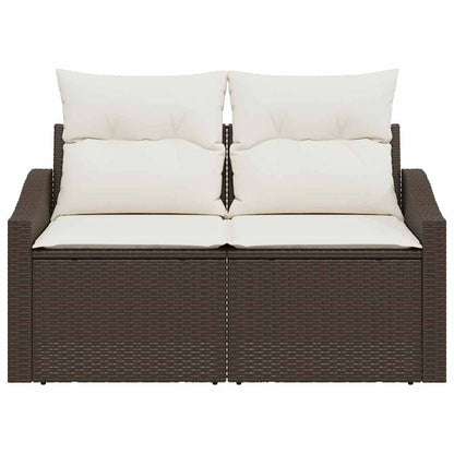 Gartensofa mit Kissen Braun 123 x 62 x 69cm Poly-Rattan