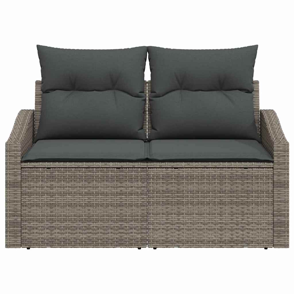 Gartensofa mit Kissen Grau 123 x 62 x 69cm Poly-Rattan