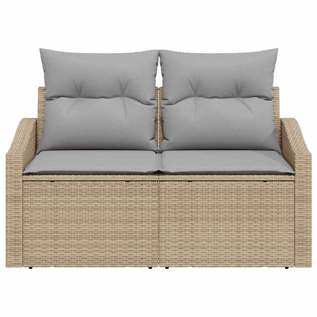 Gartensofa mit Kissen Beige 123 x 62 x 69cm Poly-Rattan