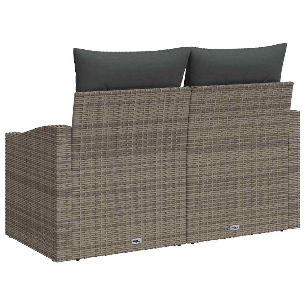 Gartensofa mit Kissen Grau 123 x 62 x 69cm Poly-Rattan