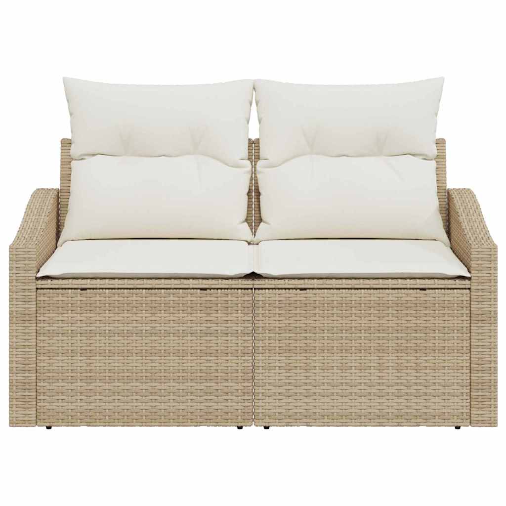 Gartensofa mit Kissen Beige 123 x 62 x 69cm Poly-Rattan
