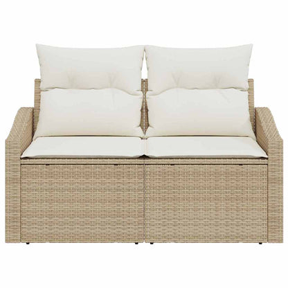 Gartensofa mit Kissen Beige 123 x 62 x 69cm Poly-Rattan