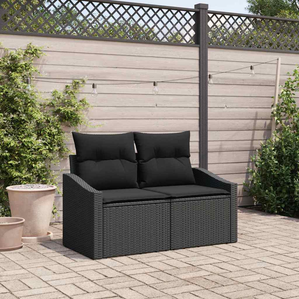 Gartensofa mit Kissen Schwarz 123 x 62 x 69cm Poly-Rattan