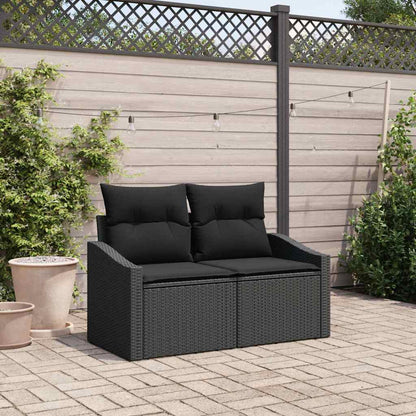 Gartensofa mit Kissen Schwarz 123 x 62 x 69cm Poly-Rattan