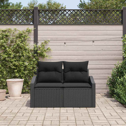 Gartensofa mit Kissen Schwarz 123 x 62 x 69cm Poly-Rattan