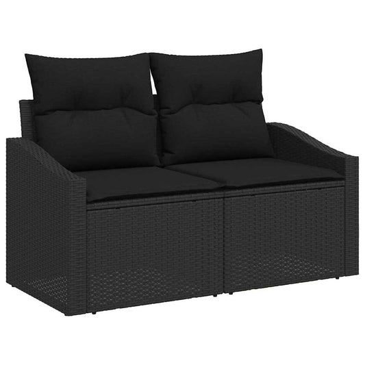 Gartensofa mit Kissen Schwarz 123 x 62 x 69cm Poly-Rattan