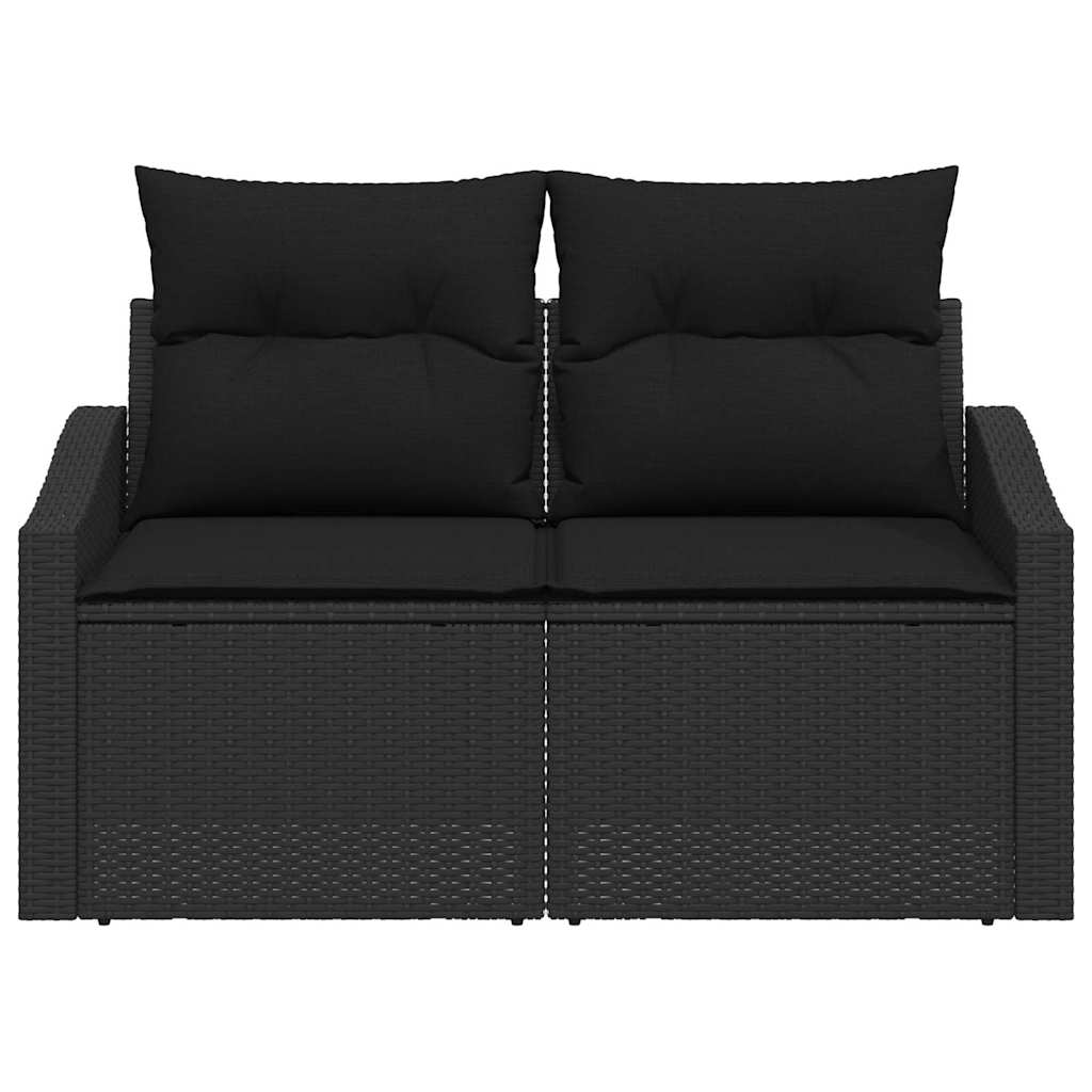 Gartensofa mit Kissen Schwarz 123 x 62 x 69cm Poly-Rattan