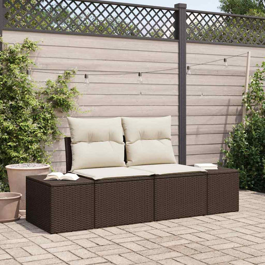 Gartensofa mit Kissen Braun 123 x 62 x 69cm Poly-Rattan