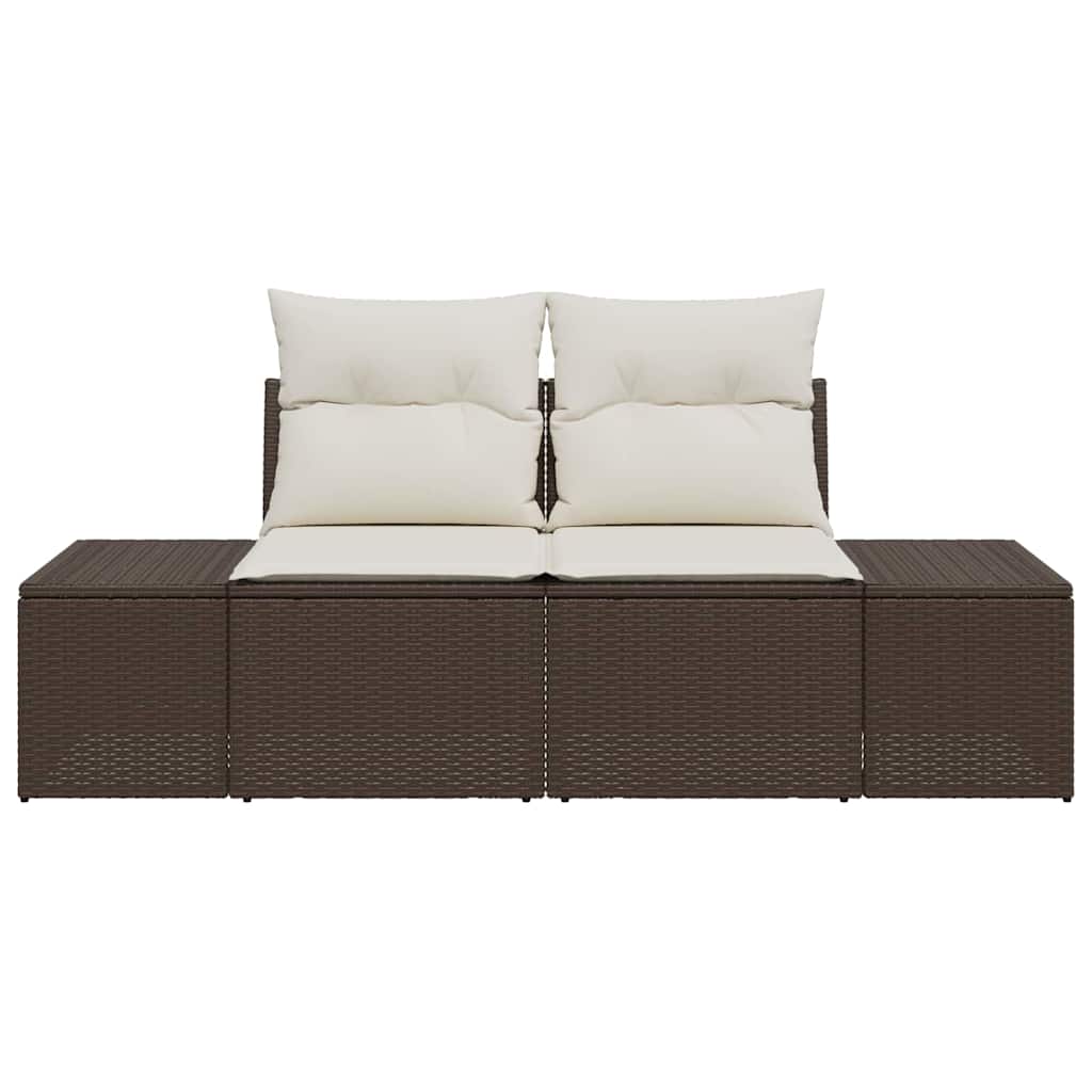 Gartensofa mit Kissen Braun 123 x 62 x 69cm Poly-Rattan