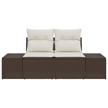 Gartensofa mit Kissen Braun 123 x 62 x 69cm Poly-Rattan