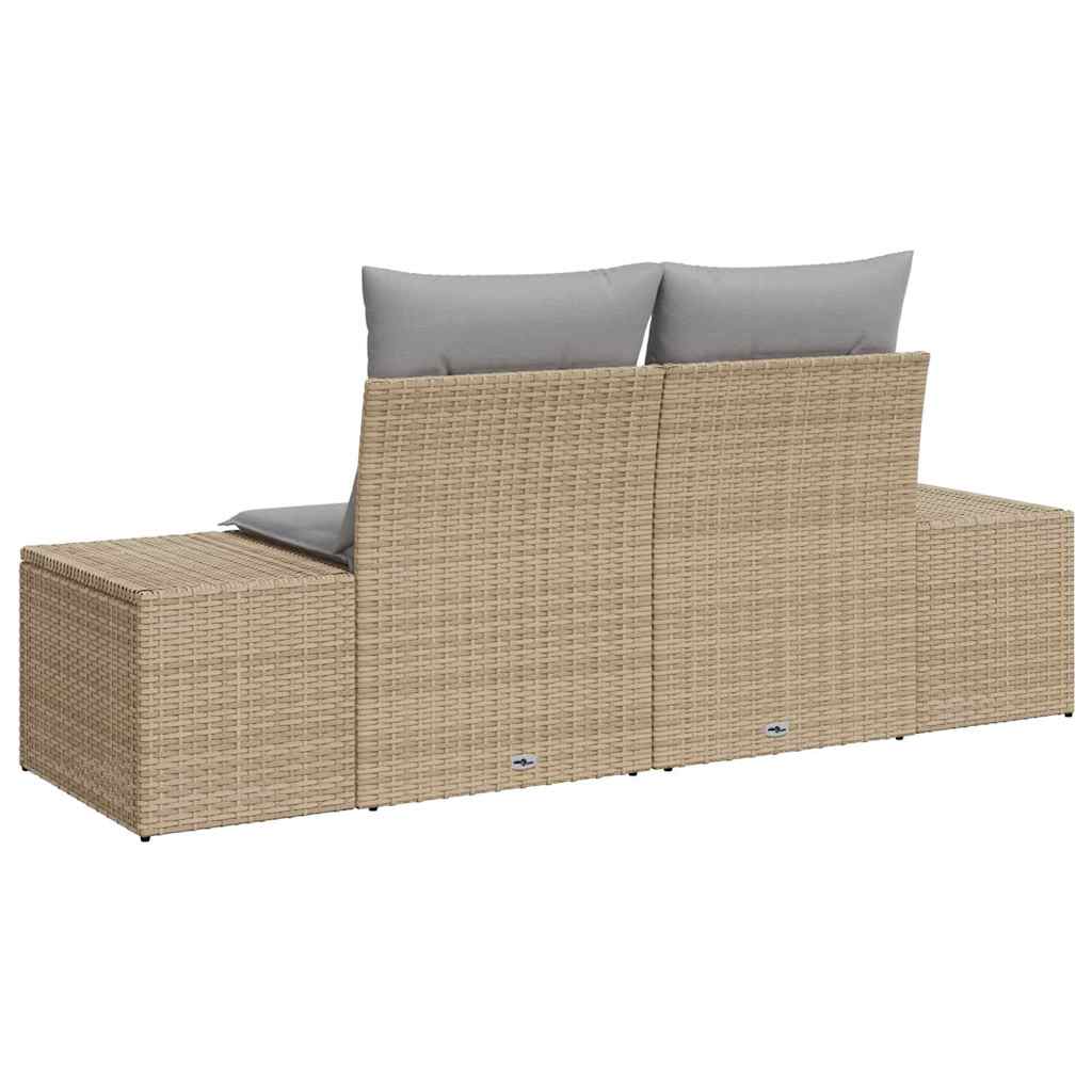 Gartensofa mit Kissen Beige 123 x 62 x 69cm Poly-Rattan