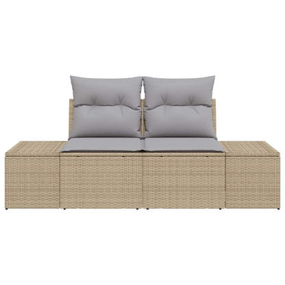 Gartensofa mit Kissen Beige 123 x 62 x 69cm Poly-Rattan