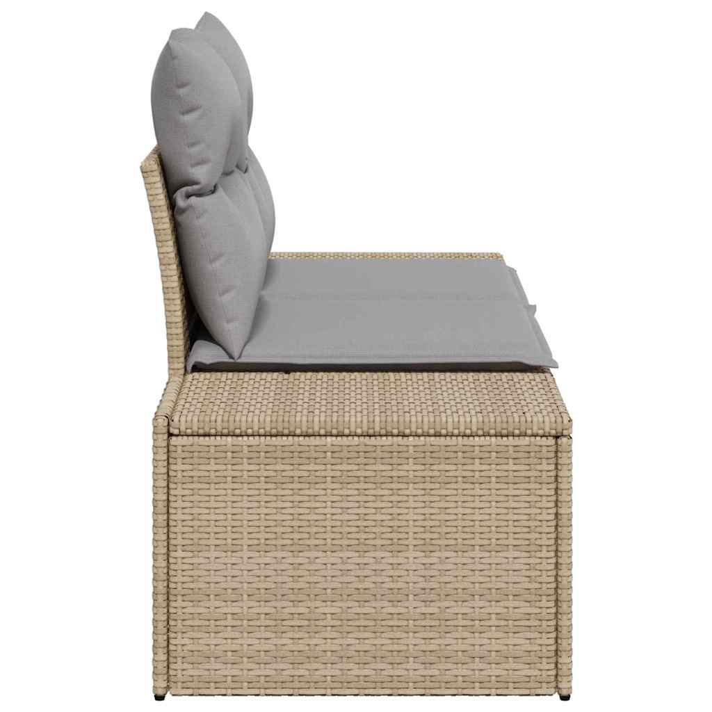Gartensofa mit Kissen Beige 123 x 62 x 69cm Poly-Rattan