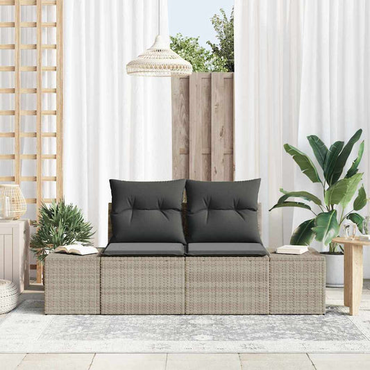 Gartensofa mit Kissen Grau 123 x 62 x 69cm Poly-Rattan
